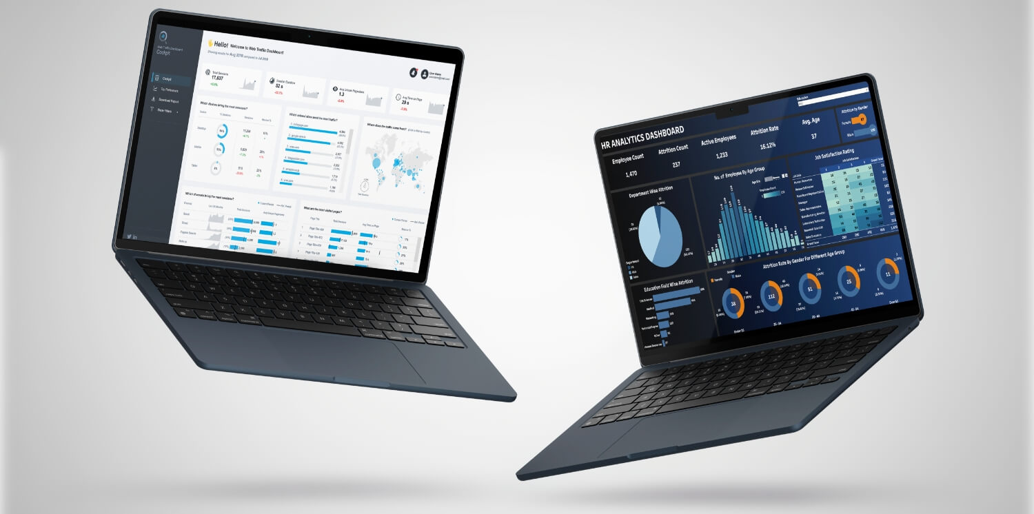 ダッシュボードを表示した2台のノートPC